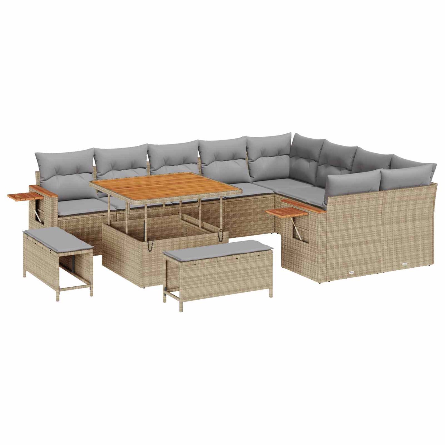 Kerti Kanapé Szett 12 pcs Bézs polirattan