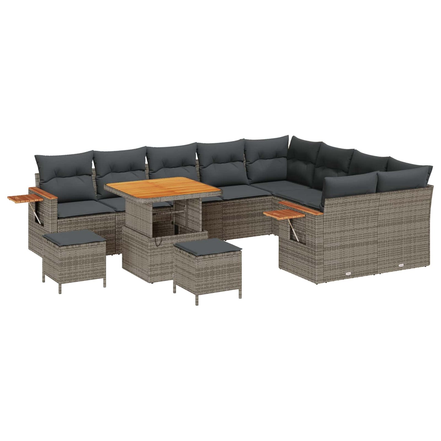 Kerti Kanapé Szett 12 pcs Szürke polirattan