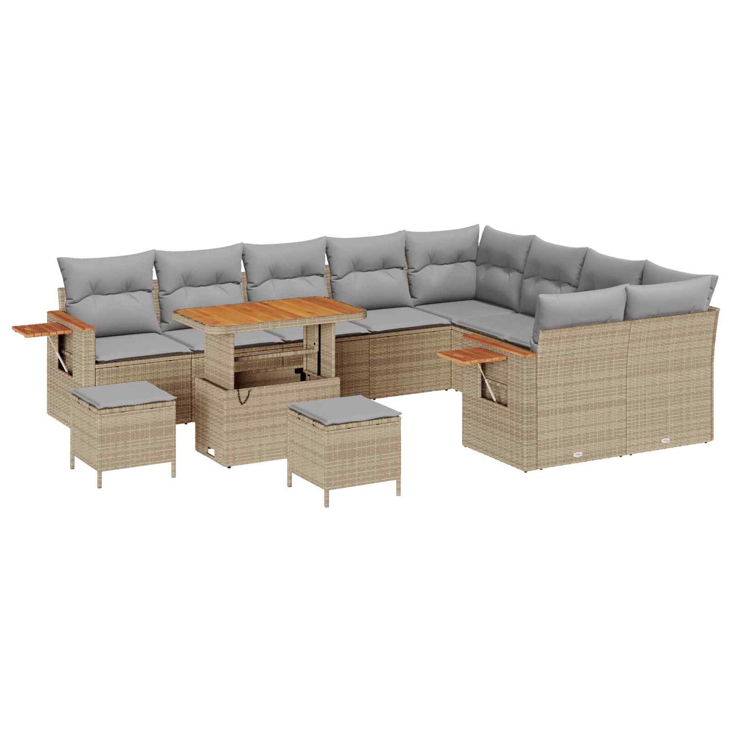 Kerti Kanapé Szett 12 pcs Bézs polirattan