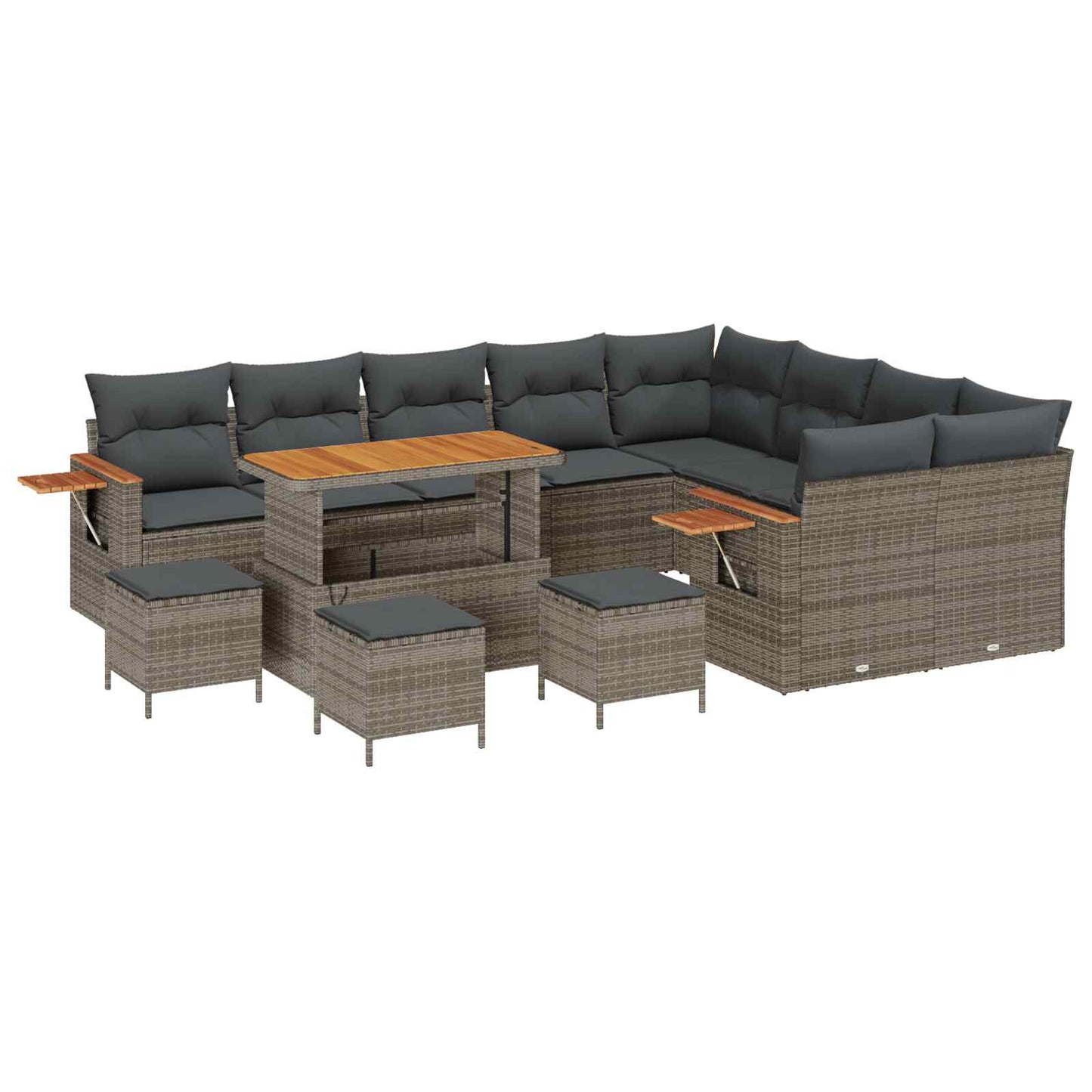 Kerti Kanapé Szett 13 pcs Szürke polirattan