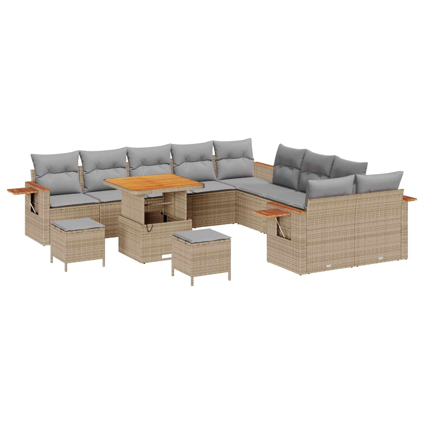 Kerti Kanapé Szett 13 pcs Bézs polirattan