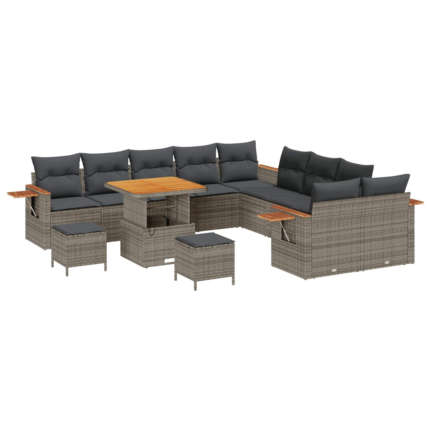 Kerti Kanapé Szett 13 pcs Szürke polirattan