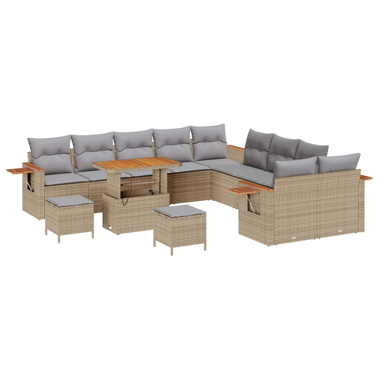 Kerti Kanapé Szett 13 pcs Bézs polirattan
