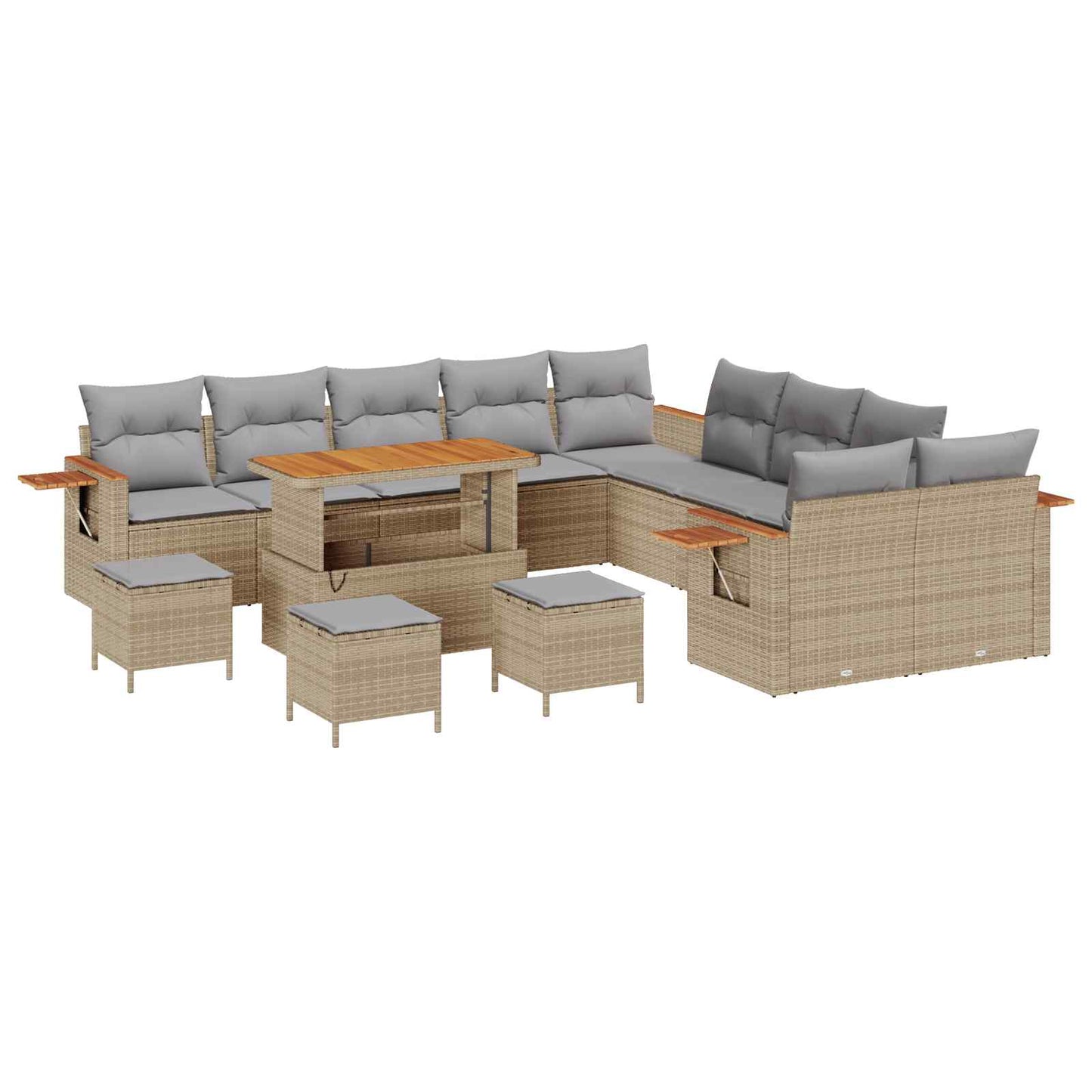 Kerti Kanapé Szett 14 pcs Bézs polirattan