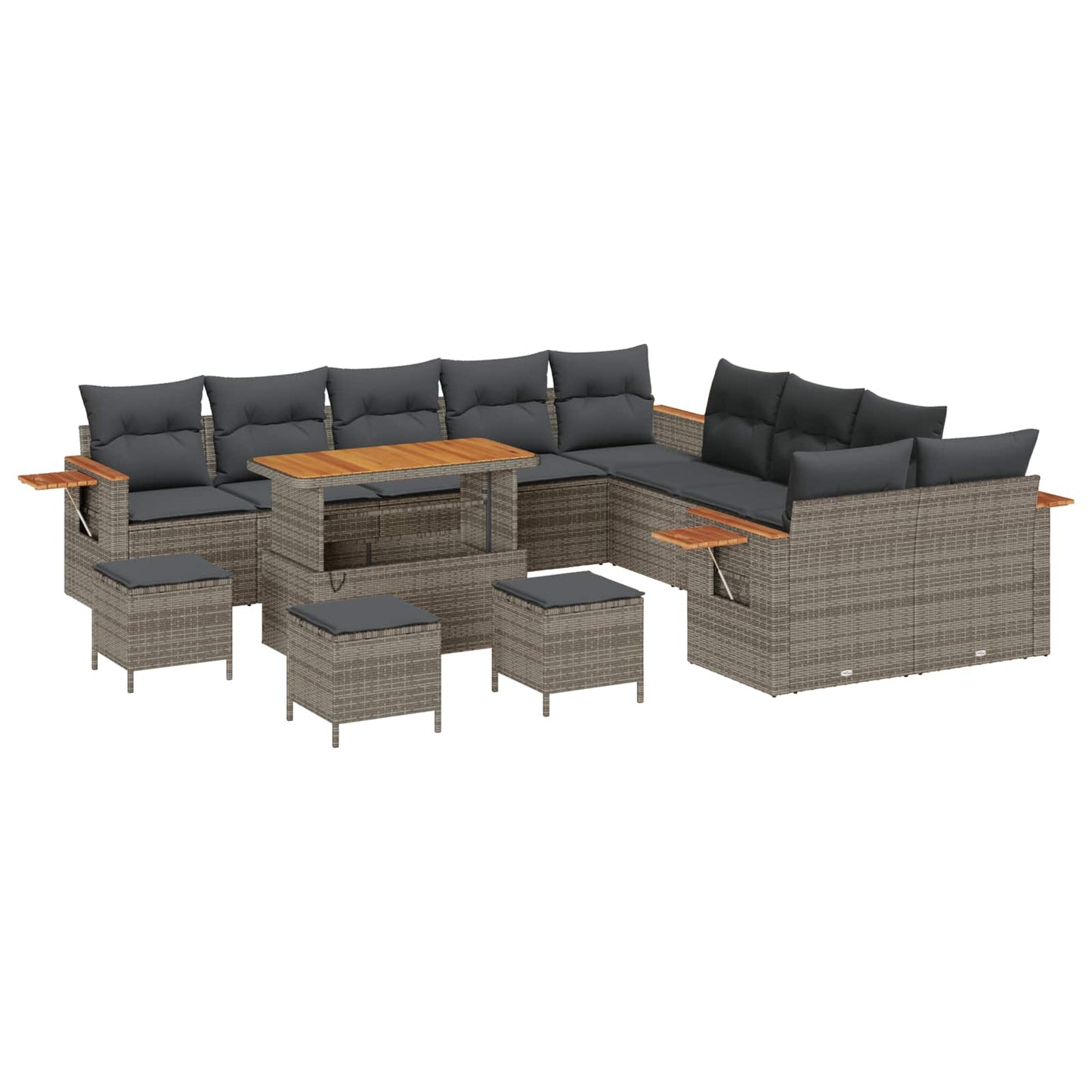 Kerti Kanapé Szett 14 pcs Szürke polirattan