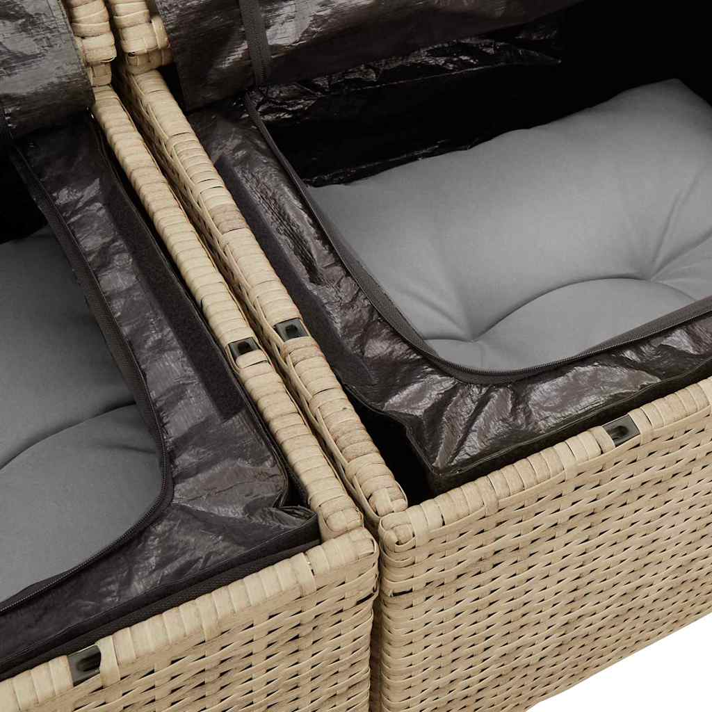 Kerti Kanapé Szett 11 db Beige és Világosszürke polirattan