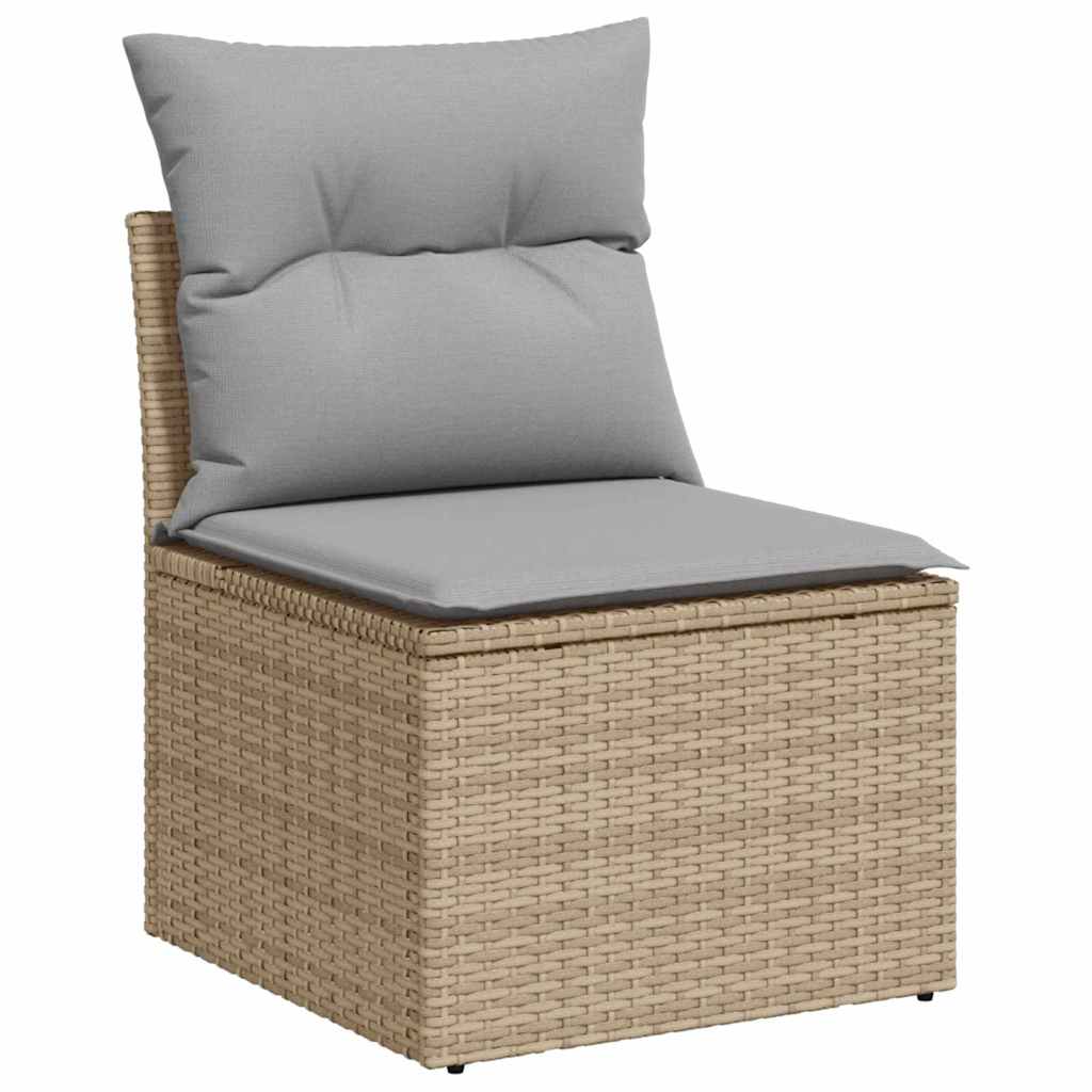 Kerti Kanapé Szett 11 db Beige és Világosszürke polirattan