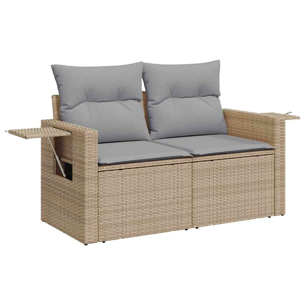 Kerti Kanapé Szett 11 db Beige és Világosszürke polirattan