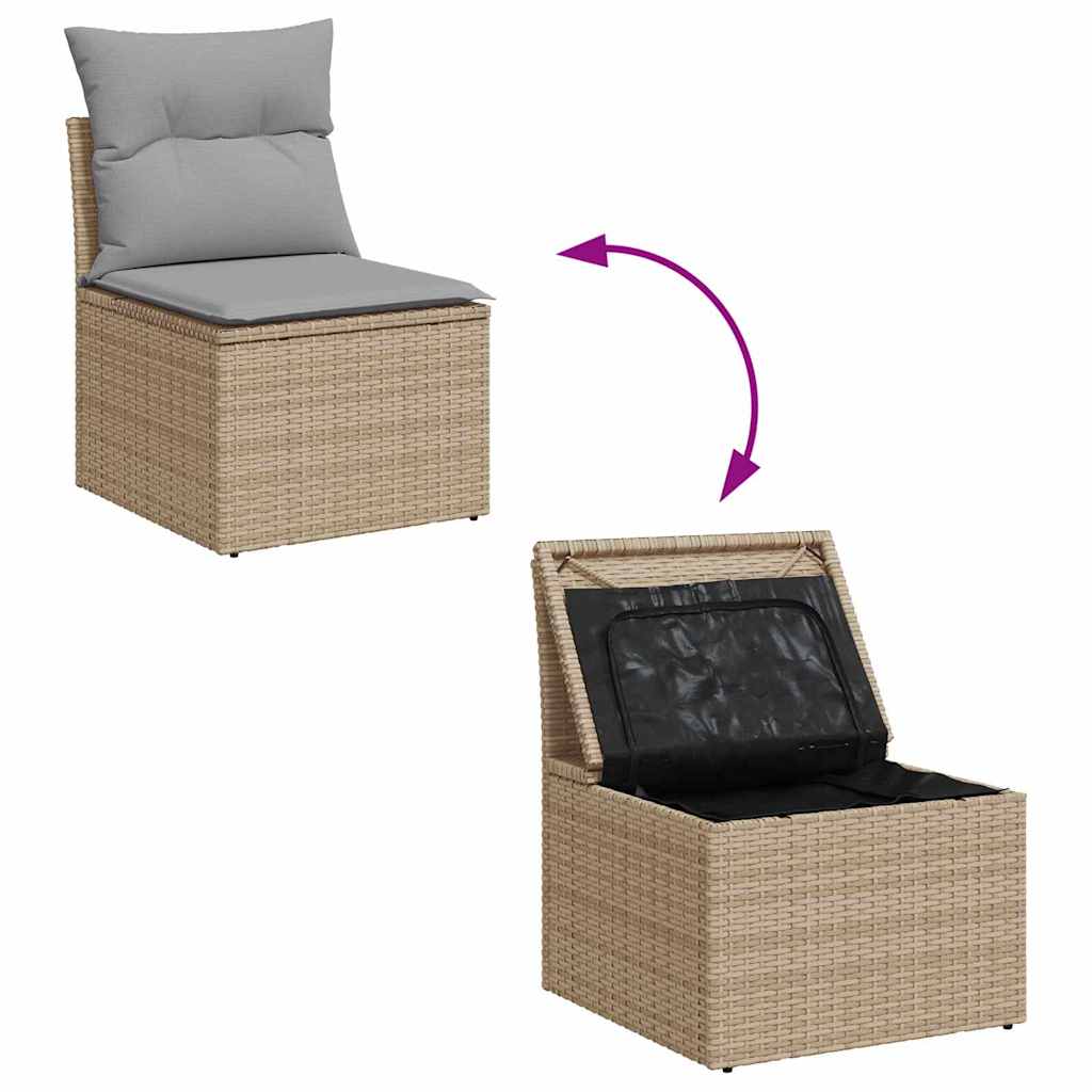 Kerti Kanapé Szett 11 db Beige és Világosszürke polirattan