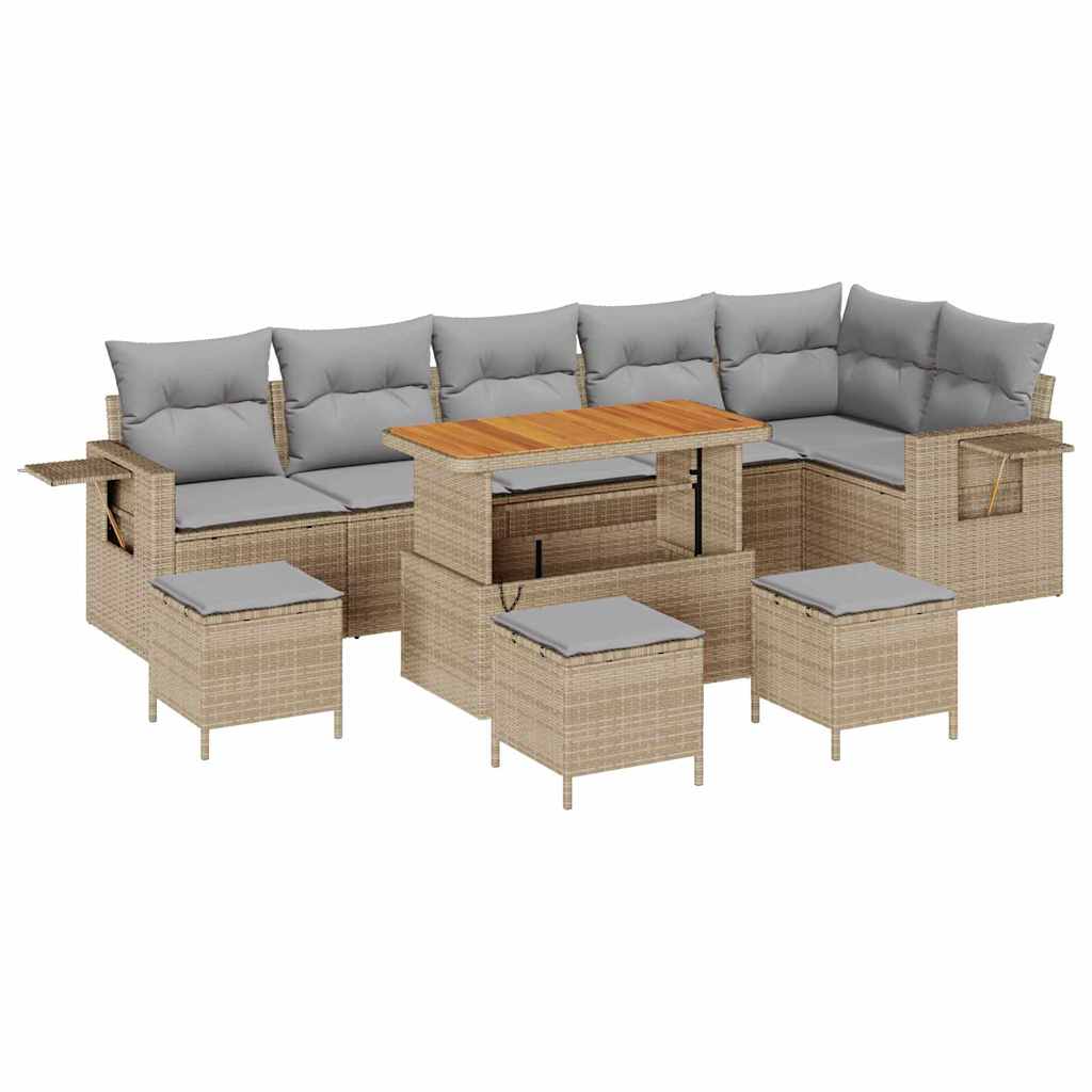 Kerti Kanapé Szett 12 pcs Beige és Világosszürke polirattan