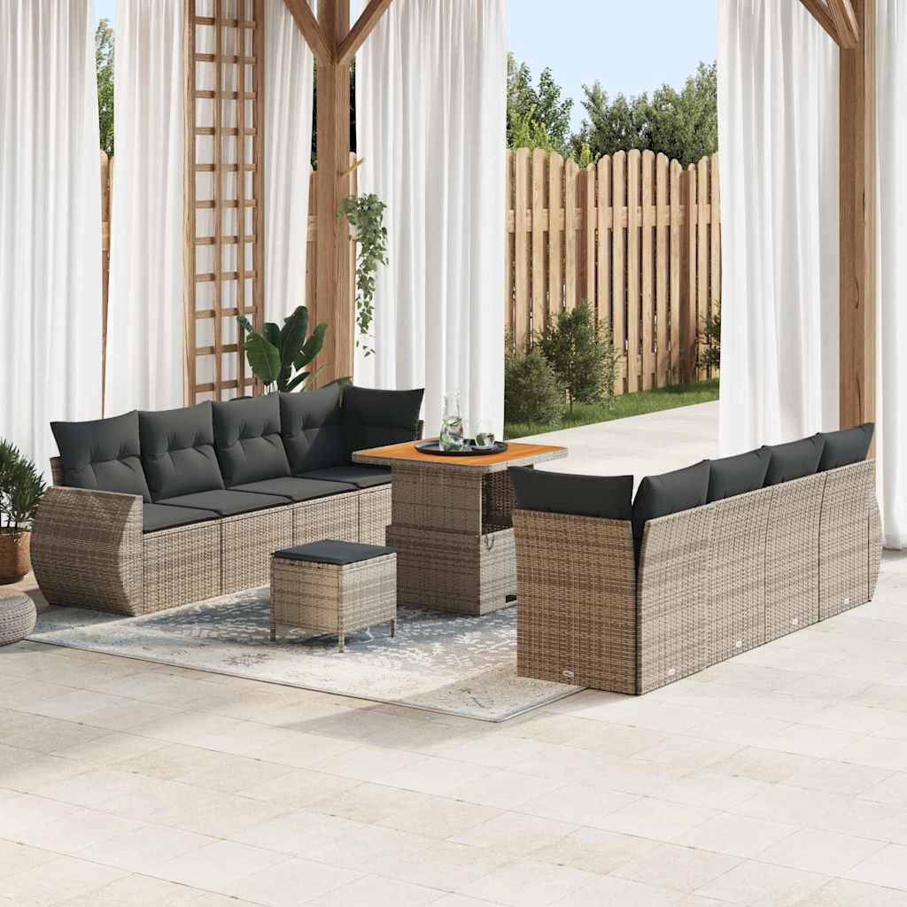 Kerti Kanapé Szett tárolóval 11 pcs Szürke Poli rattan