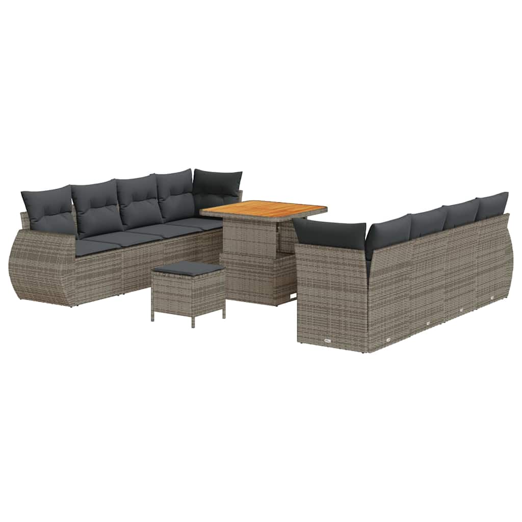Kerti Kanapé Szett tárolóval 11 pcs Szürke Poli rattan