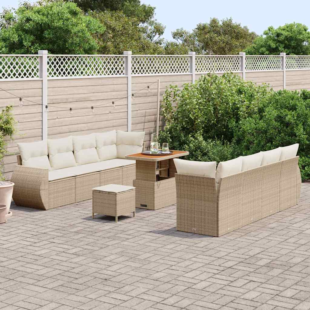 Kerti Kanapé Szett tárolóval 11 pcs Bézs Poli rattan