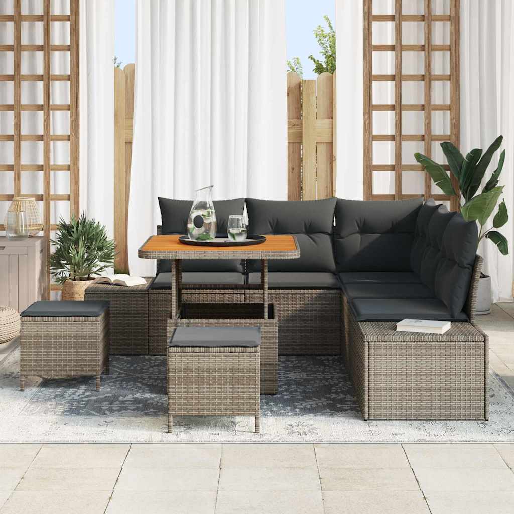 Kerti Kanapé Szett párnával tárolóval 8 pcs Szürke Poli rattan