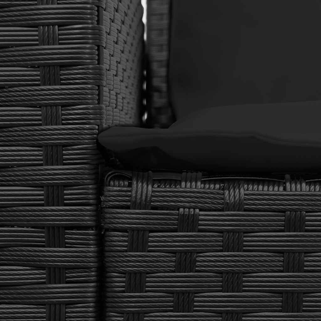 4 részes fekete polyrattan kerti ülőgarnitúra párnával L-alakú