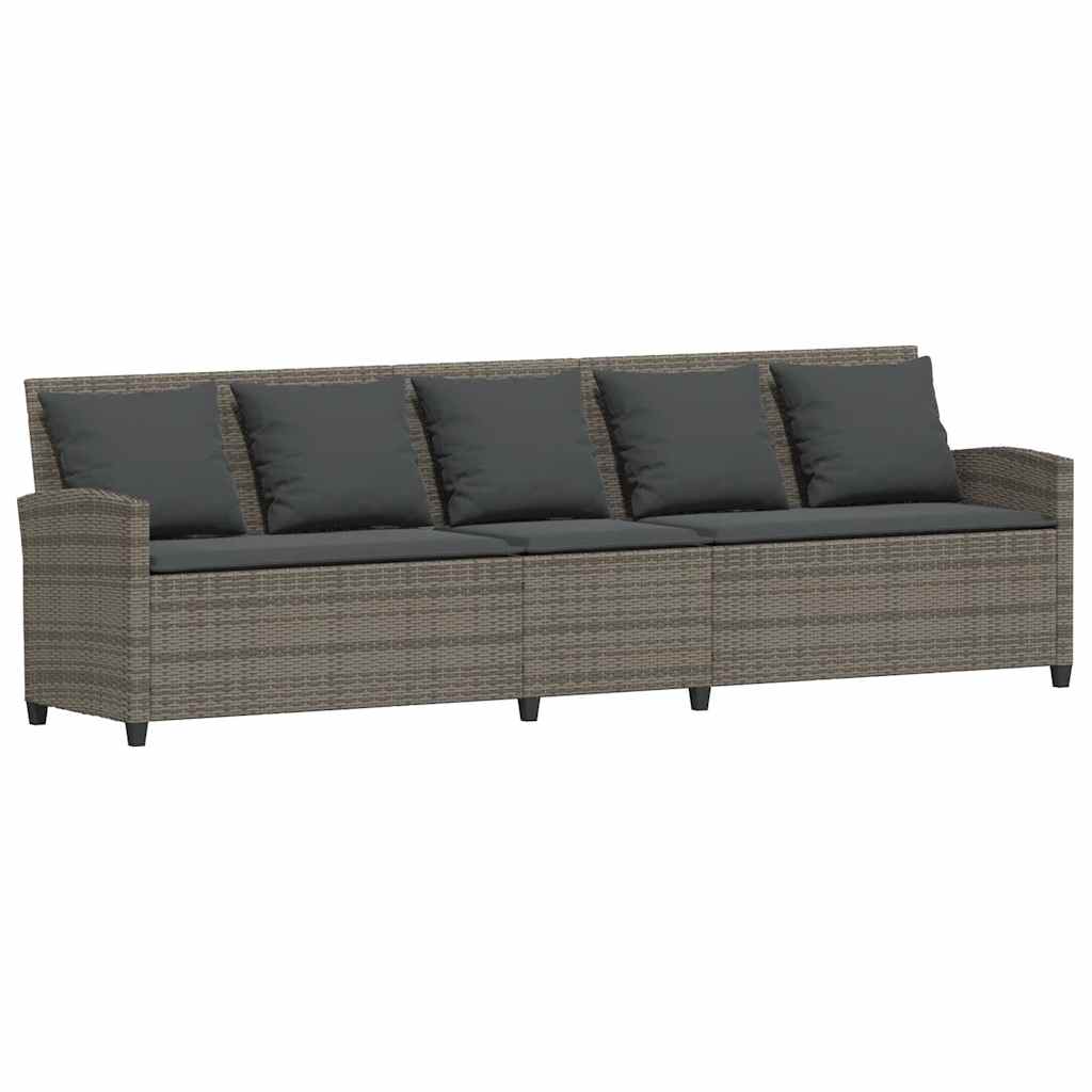 4 részes szürke polyrattan kerti ülőgarnitúra párnákkal L-alakú
