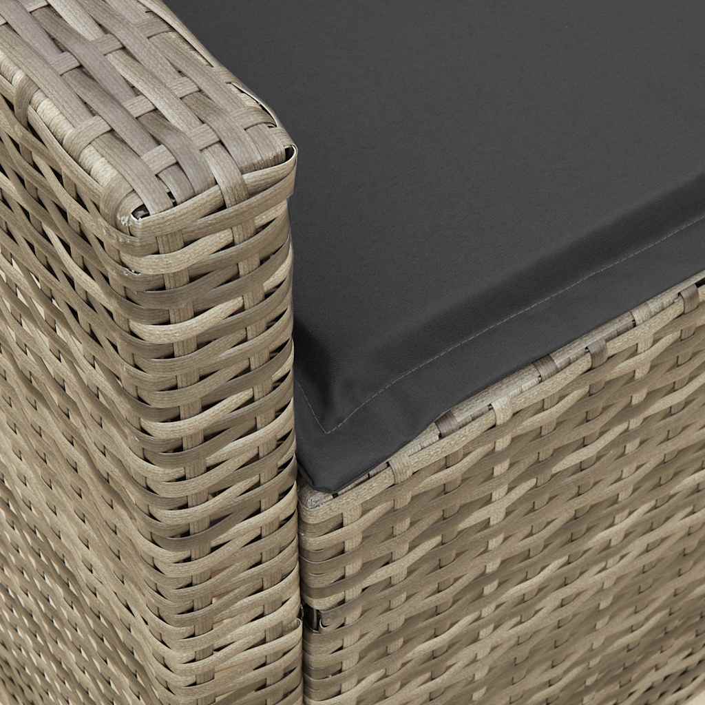4 részes szürke polyrattan kerti ülőgarnitúra párnákkal L-alakú