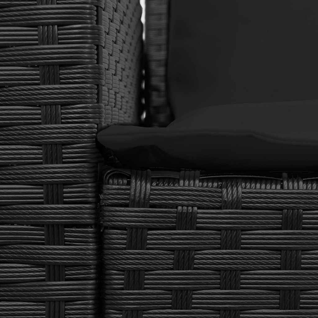 fekete polyrattan kerti kanapé párnákkal