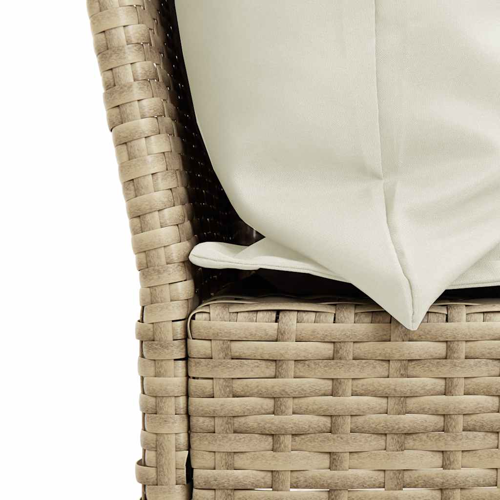 bézs polyrattan kerti kanapé párnával