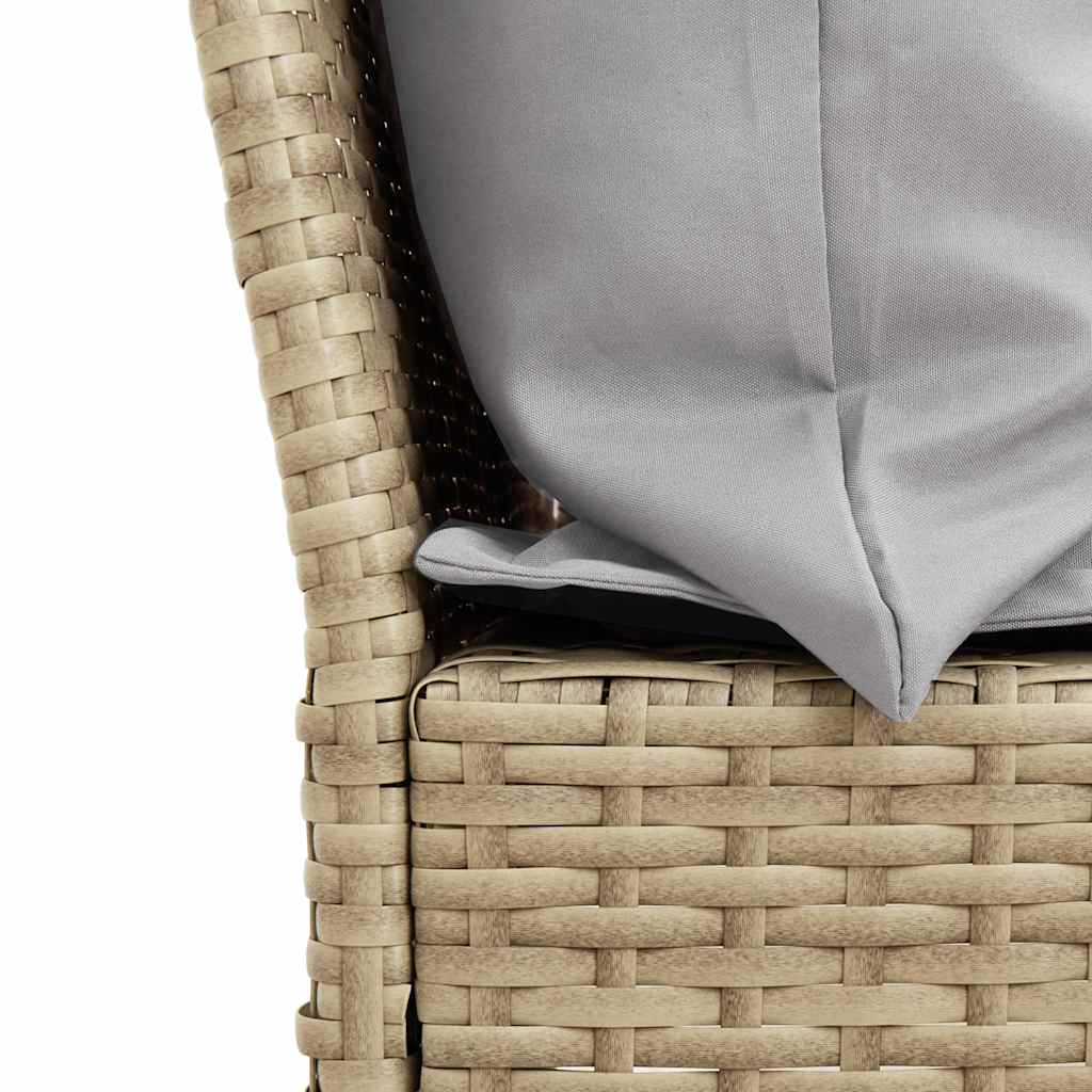 bézs polyrattan kerti kanapé párnával