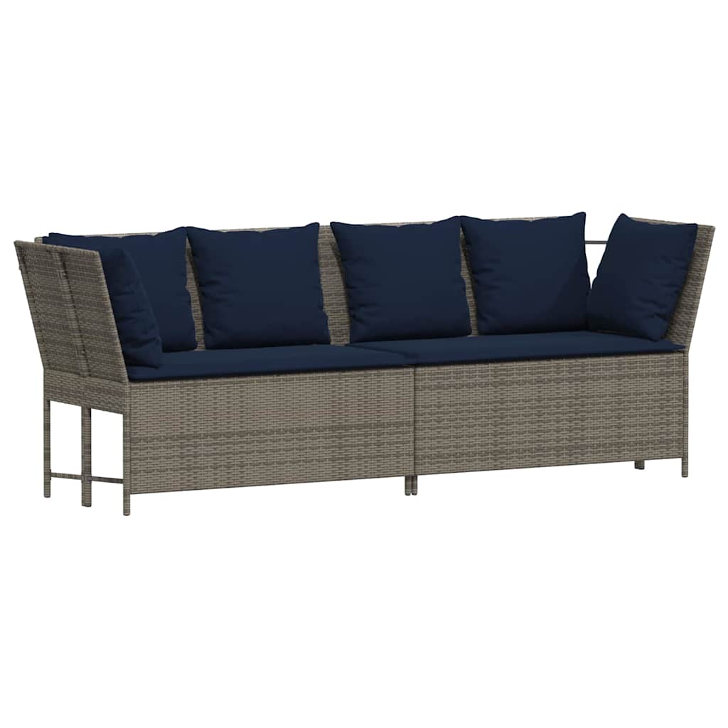 szürke polyrattan kerti kanapé párnákkal