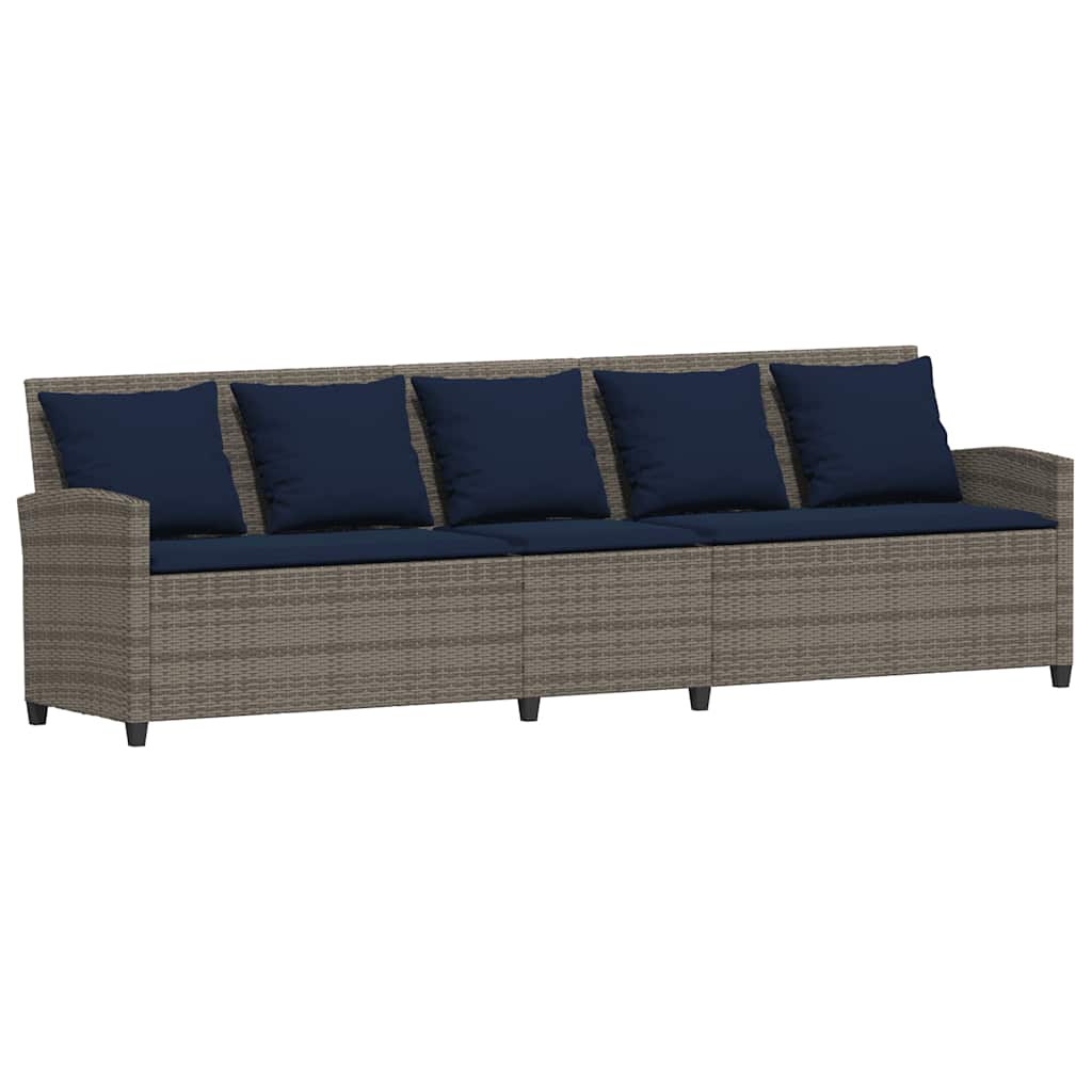 szürke polyrattan kerti kanapé párnákkal
