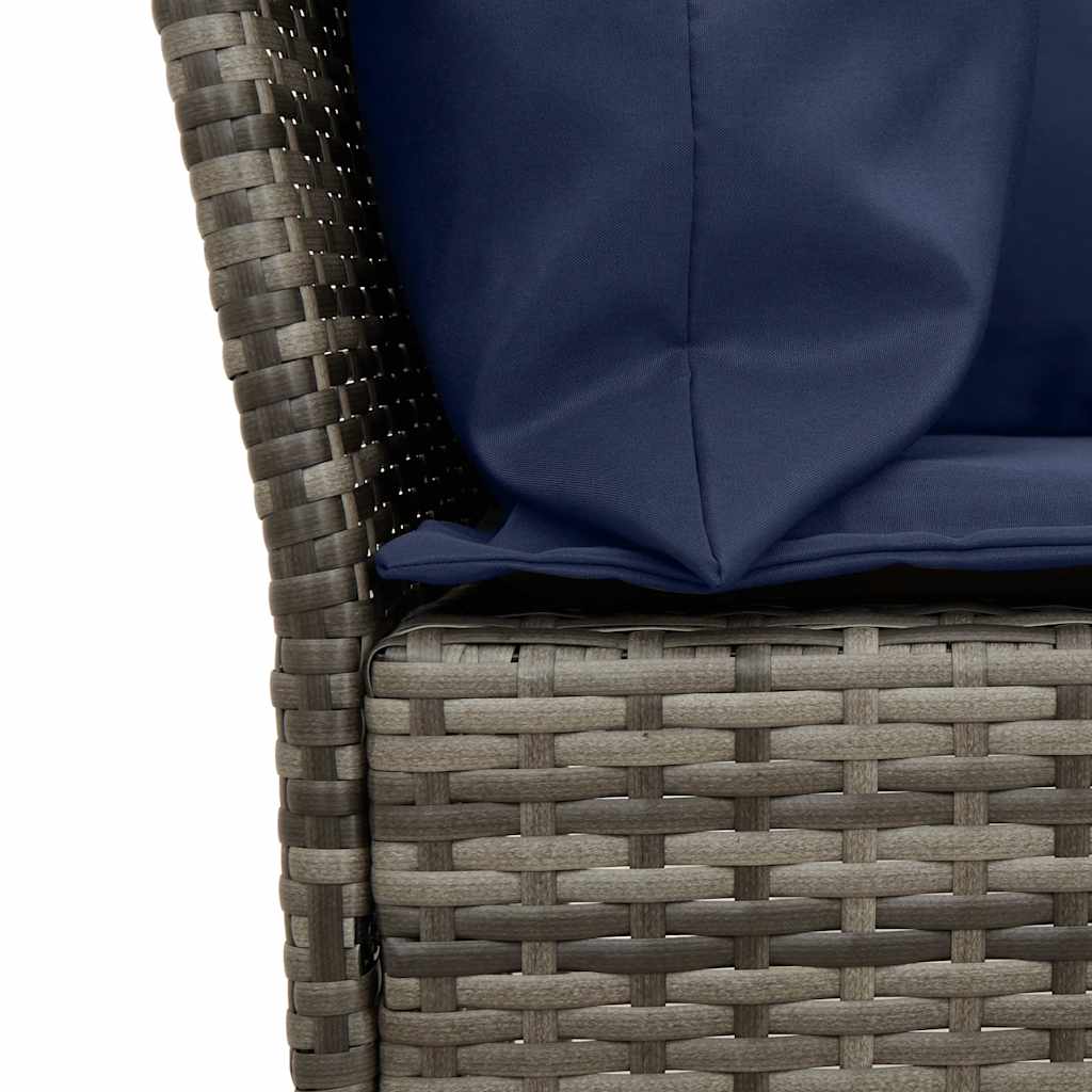 szürke polyrattan kerti kanapé párnákkal