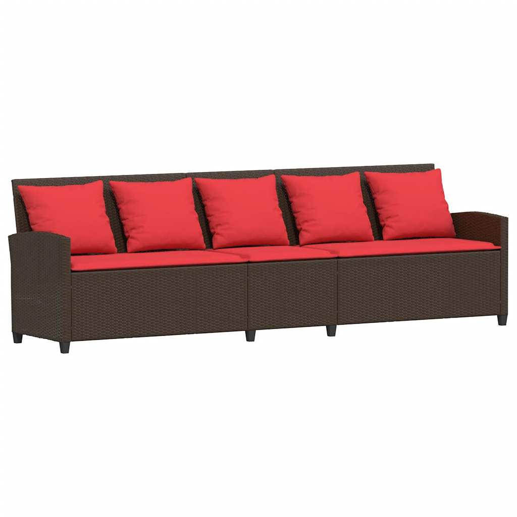 barna polyrattan kerti kanapé párnákkal