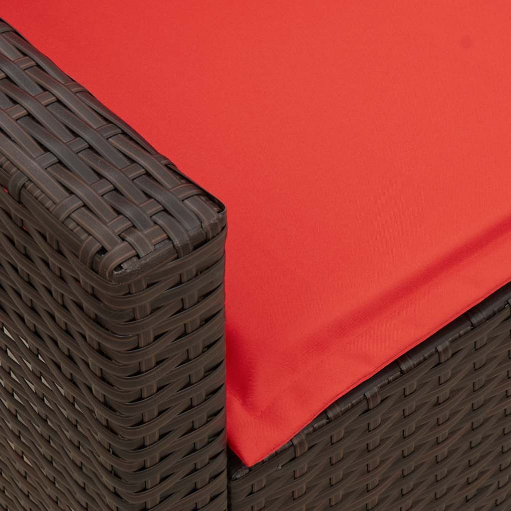 barna polyrattan kerti kanapé párnákkal