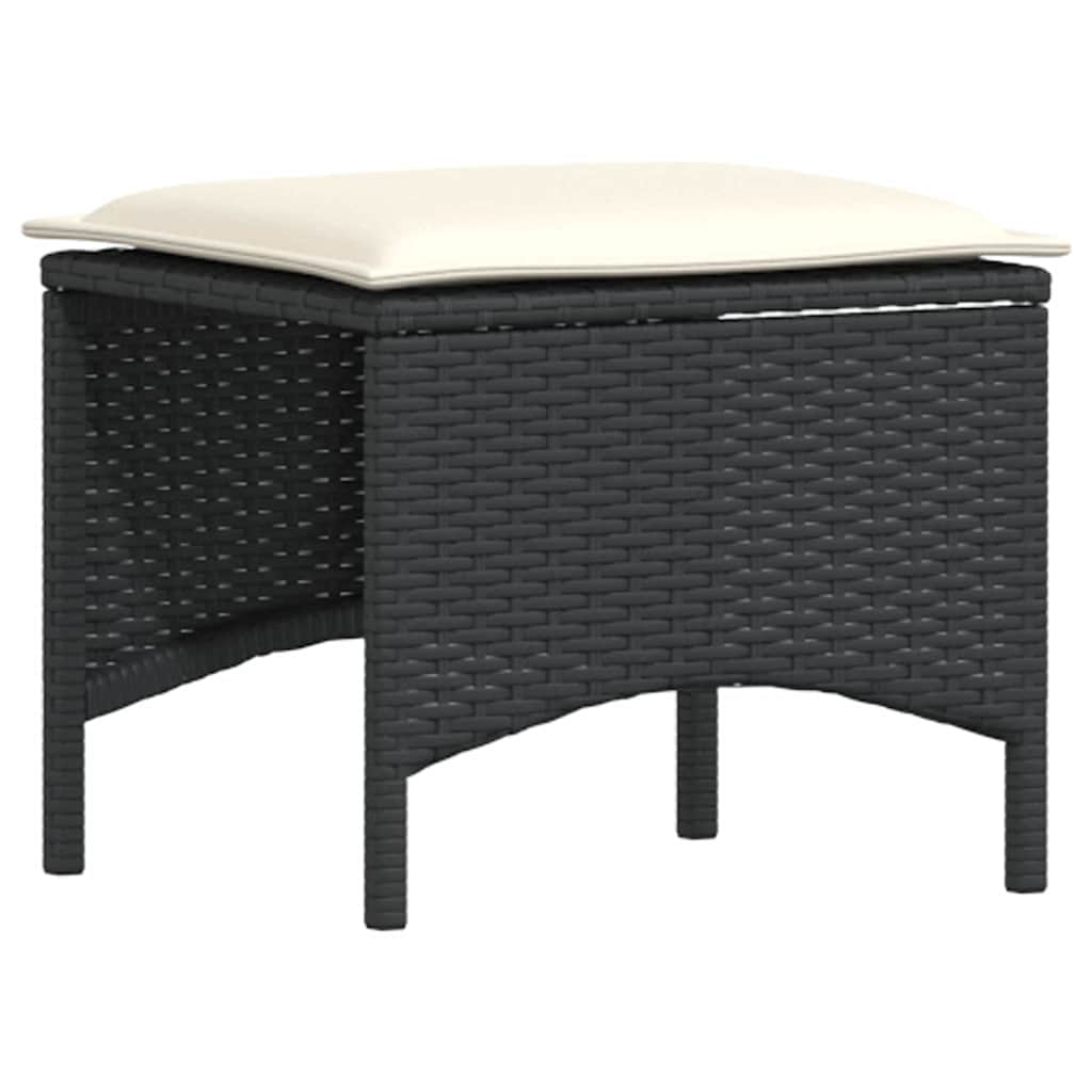 4 részes fekete polyrattan kerti ülőgarnitúra párnákkal