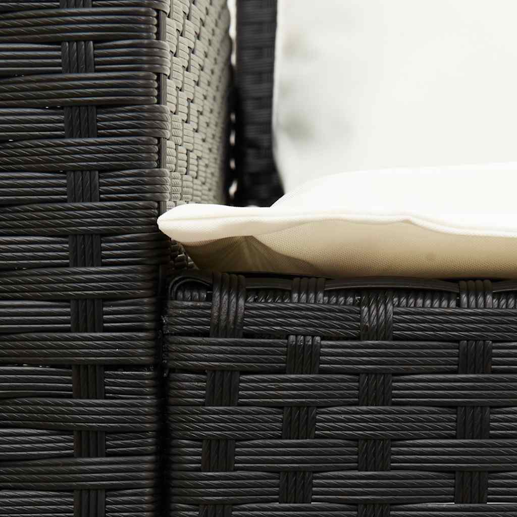 4 részes fekete polyrattan kerti ülőgarnitúra párnákkal