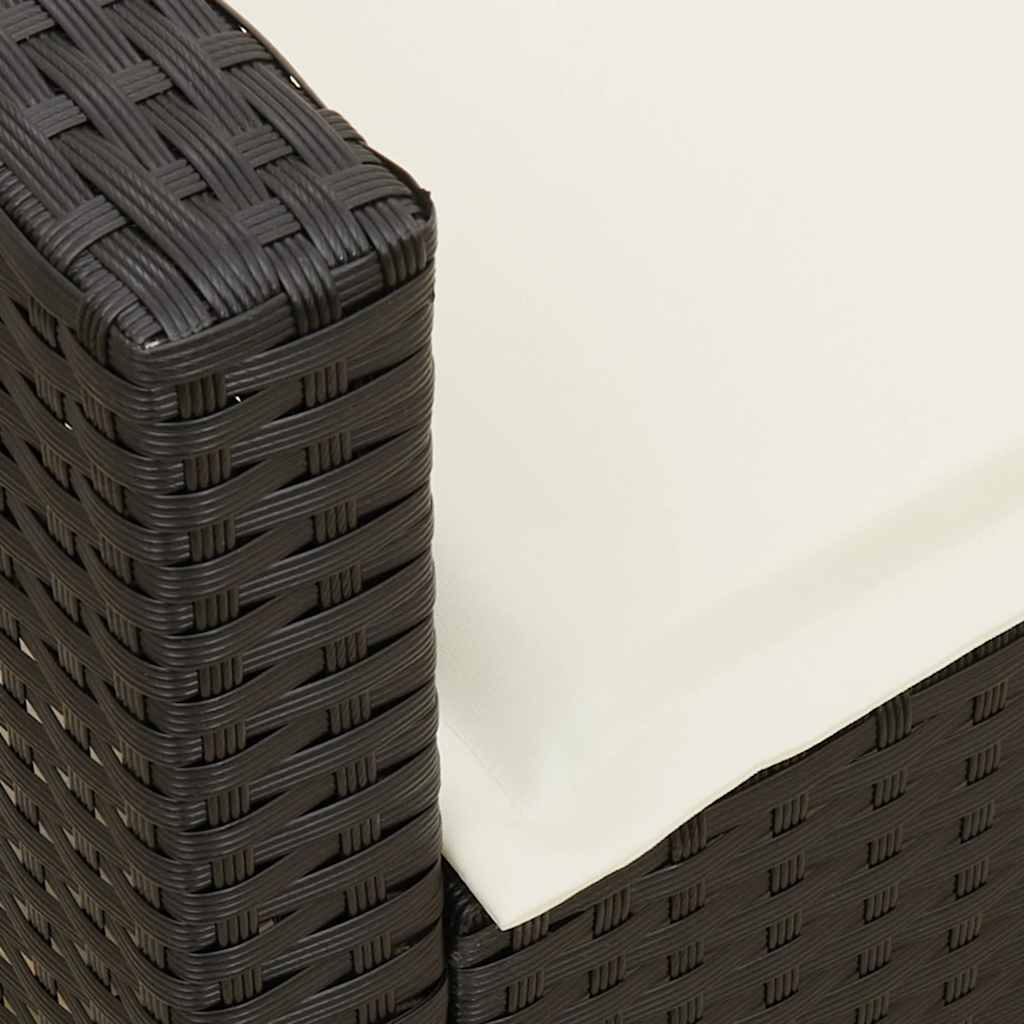 4 részes fekete polyrattan kerti ülőgarnitúra párnákkal