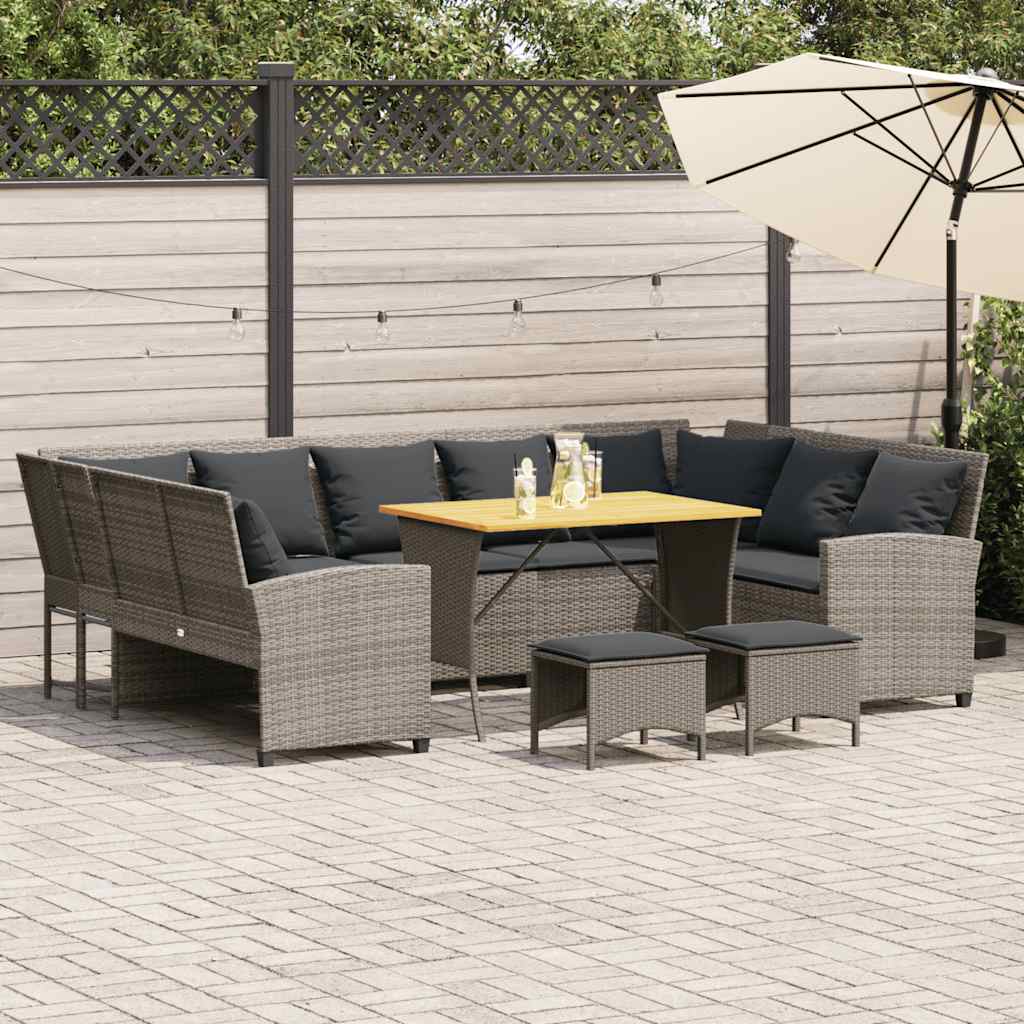 4 részes szürke polyrattan kerti ülőgarnitúra párnákkal