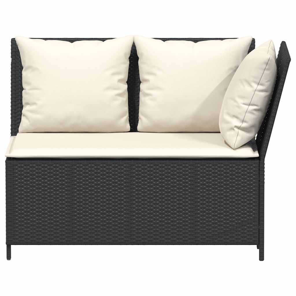 3 részes fekete polyrattan kerti ülőgarnitúra párnával