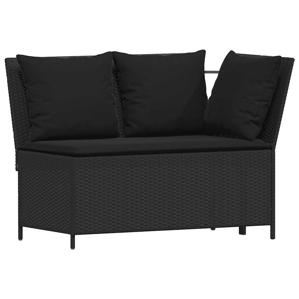 3 részes fekete polyrattan kerti ülőgarnitúra párnával