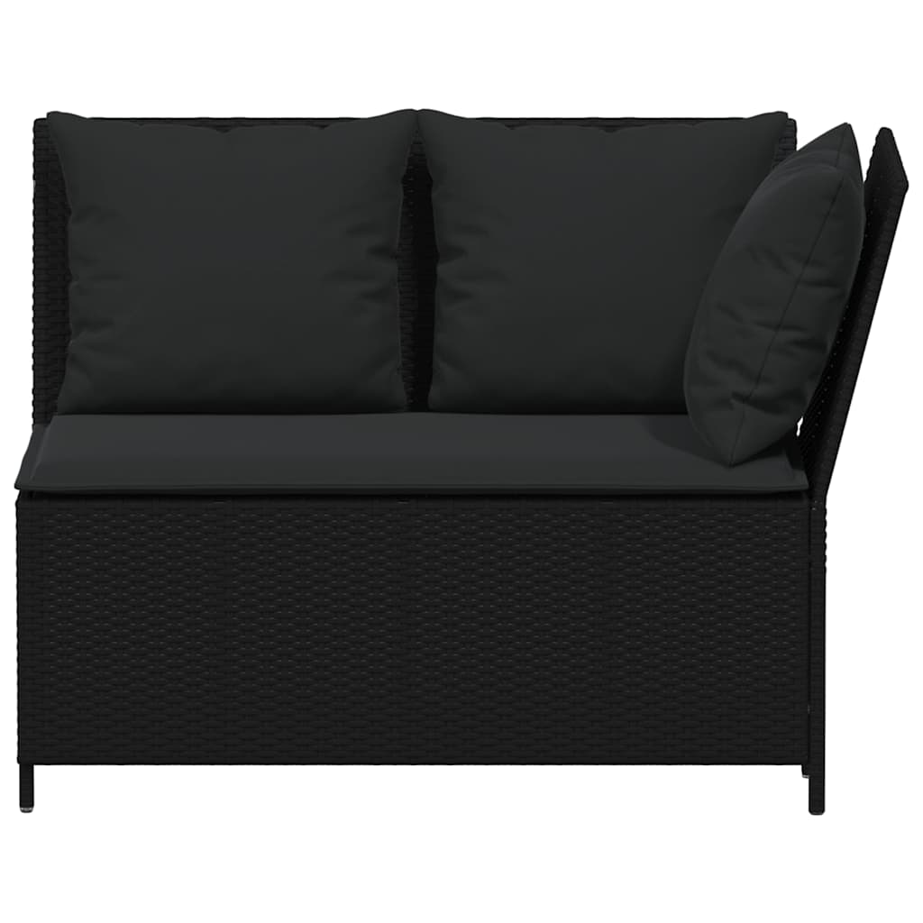 3 részes fekete polyrattan kerti ülőgarnitúra párnával