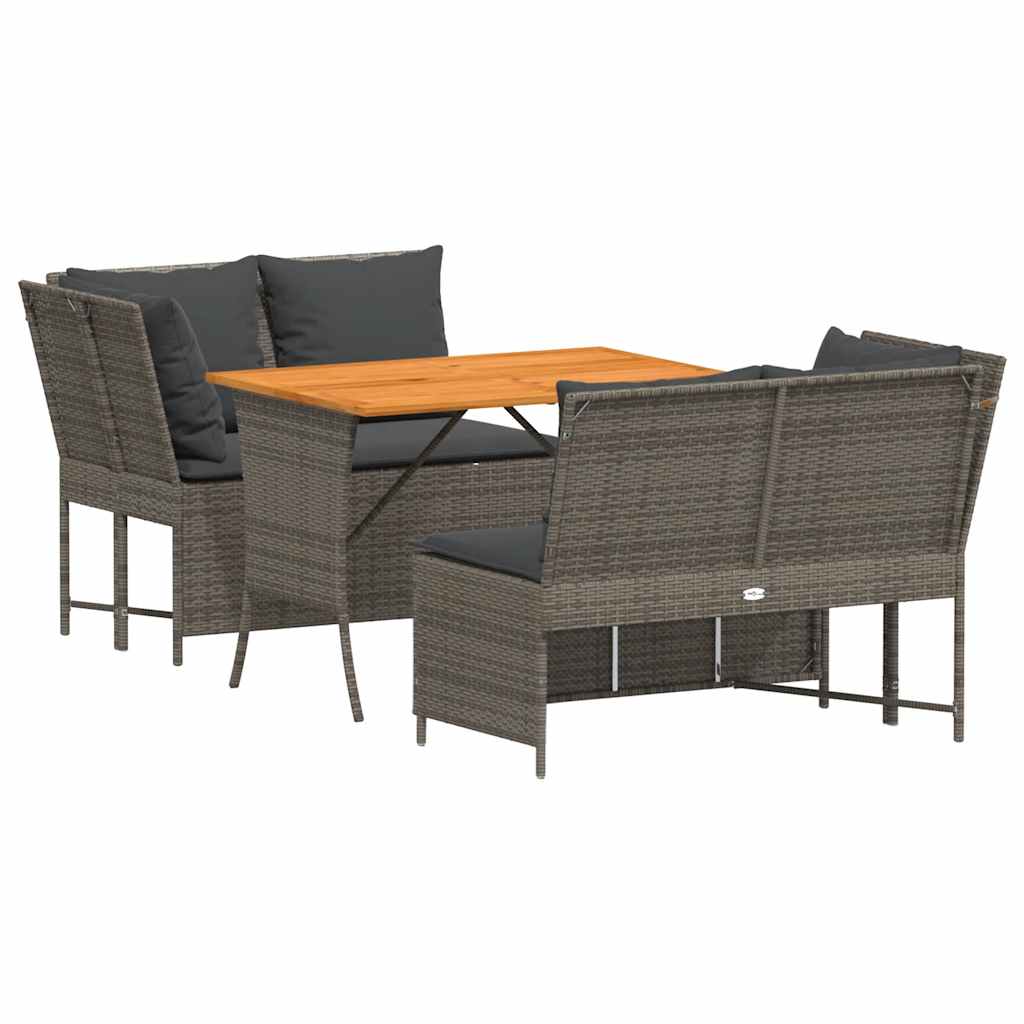 3 részes szürke polyrattan kerti ülőgarnitúra párnákkal
