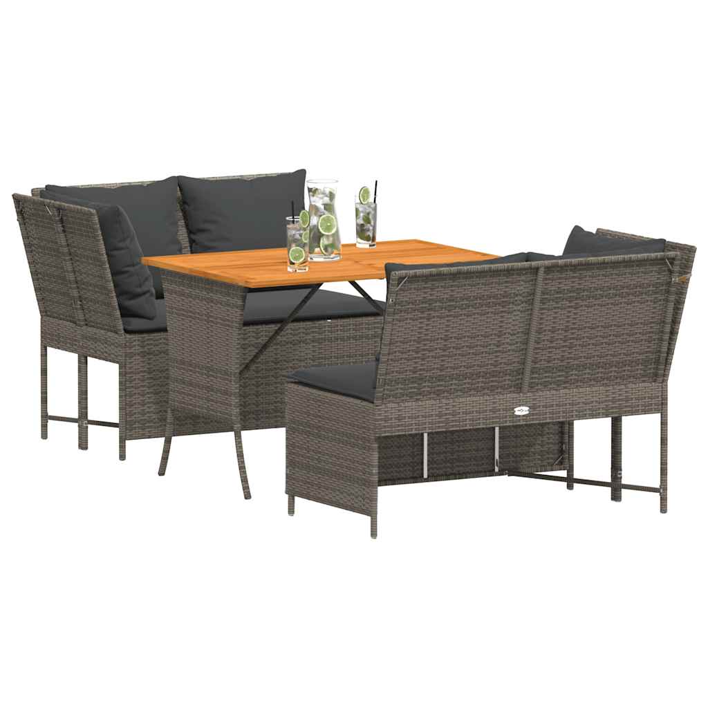 3 részes szürke polyrattan kerti ülőgarnitúra párnákkal