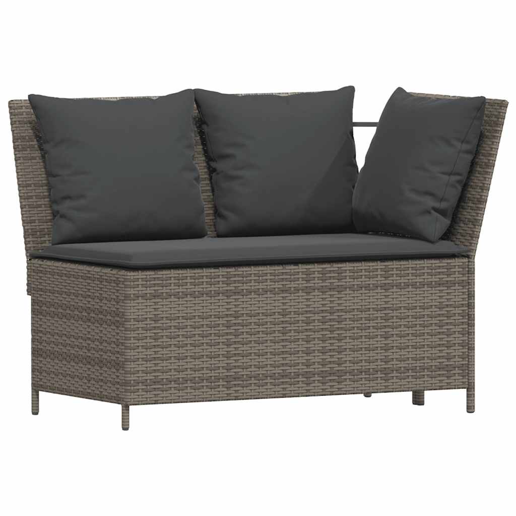 3 részes szürke polyrattan kerti ülőgarnitúra párnákkal