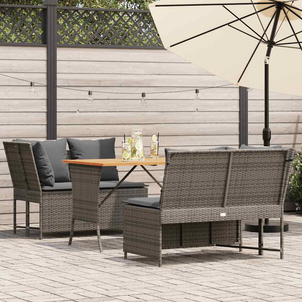 3 részes szürke polyrattan kerti ülőgarnitúra párnákkal