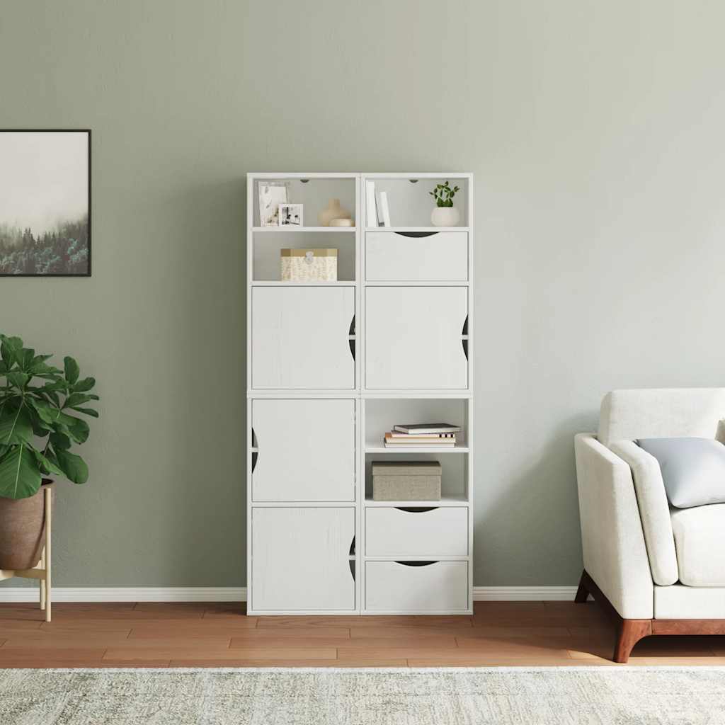 4 db fehér tömörfa fenyőfa oldalsó szekrény ODDA 40x24x79 cm