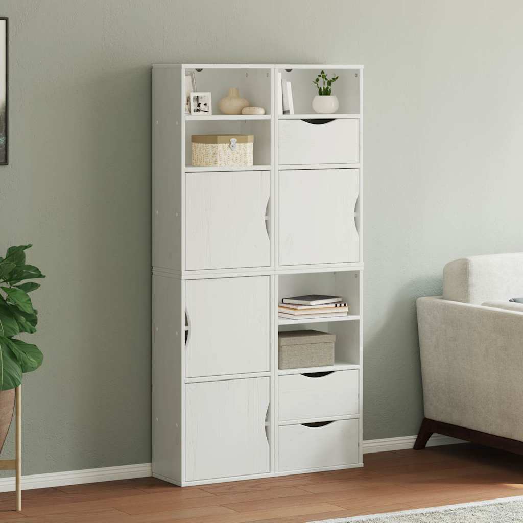 4 db fehér tömörfa fenyőfa oldalsó szekrény ODDA 40x24x79 cm