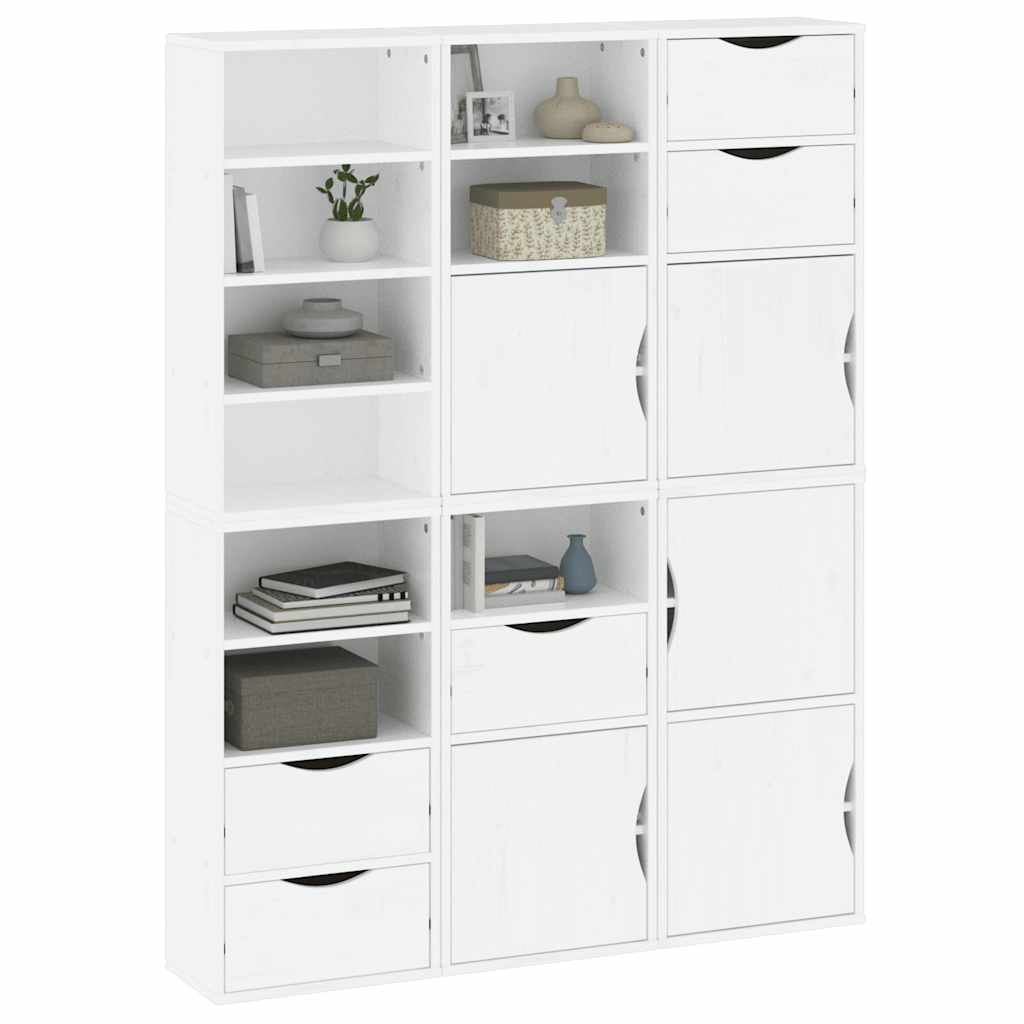 6 db fehér tömörfa fenyőfa oldalsó szekrény ODDA 40x24x79 cm