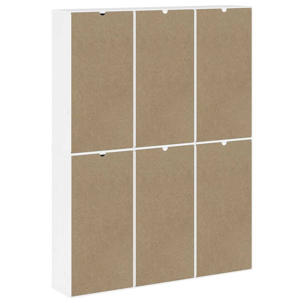 6 db fehér tömörfa fenyőfa oldalsó szekrény ODDA 40x24x79 cm