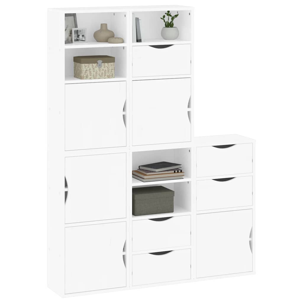 5 db fehér tömörfa fenyőfa oldalsó szekrény ODDA 40x24x79 cm