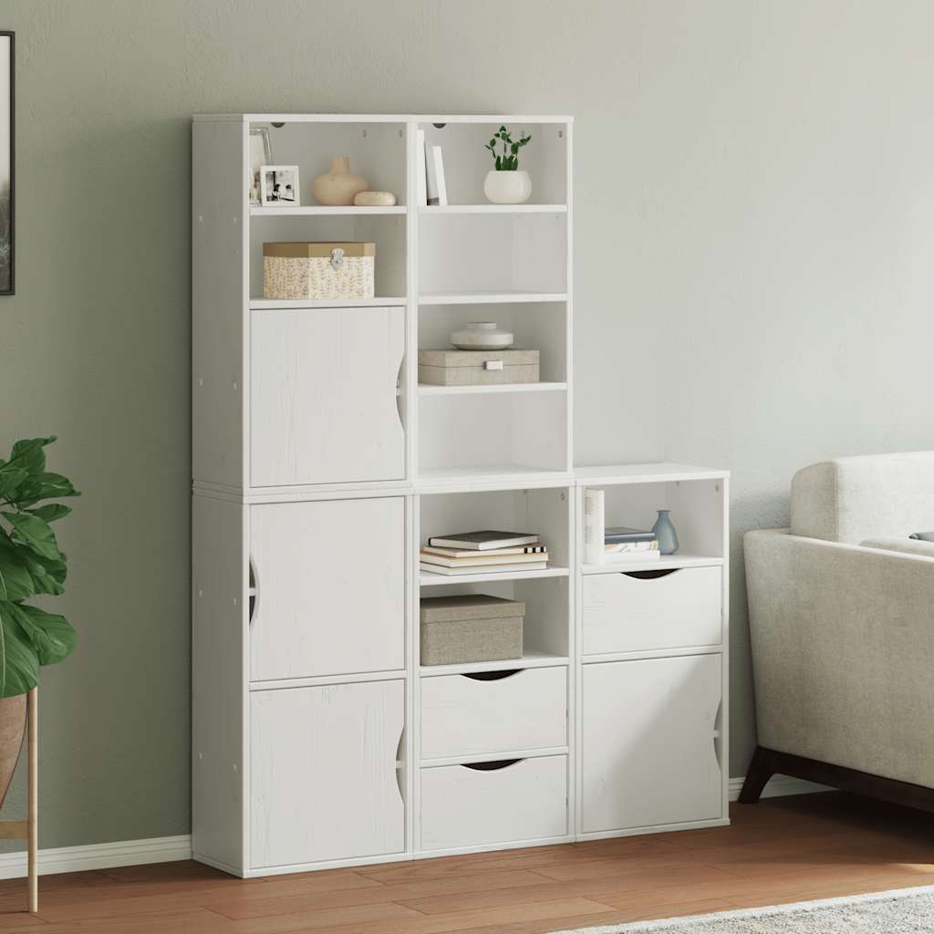 5 db fehér tömörfa fenyőfa oldalsó szekrény ODDA 40x24x79 cm