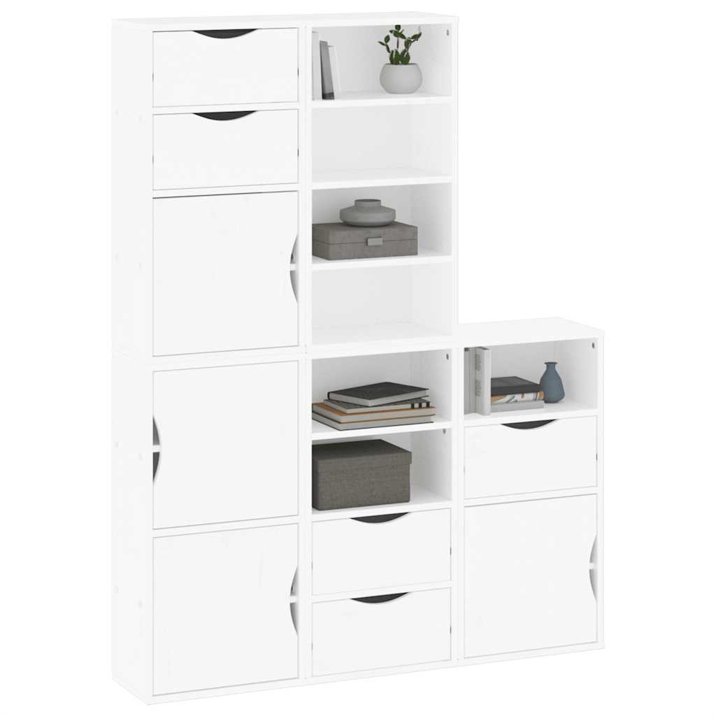 5 db fehér tömörfa fenyőfa oldalsó szekrény ODDA 40x24x79 cm