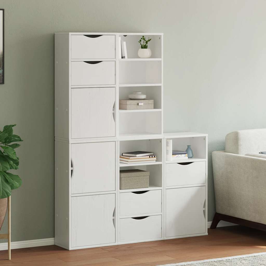 5 db fehér tömörfa fenyőfa oldalsó szekrény ODDA 40x24x79 cm