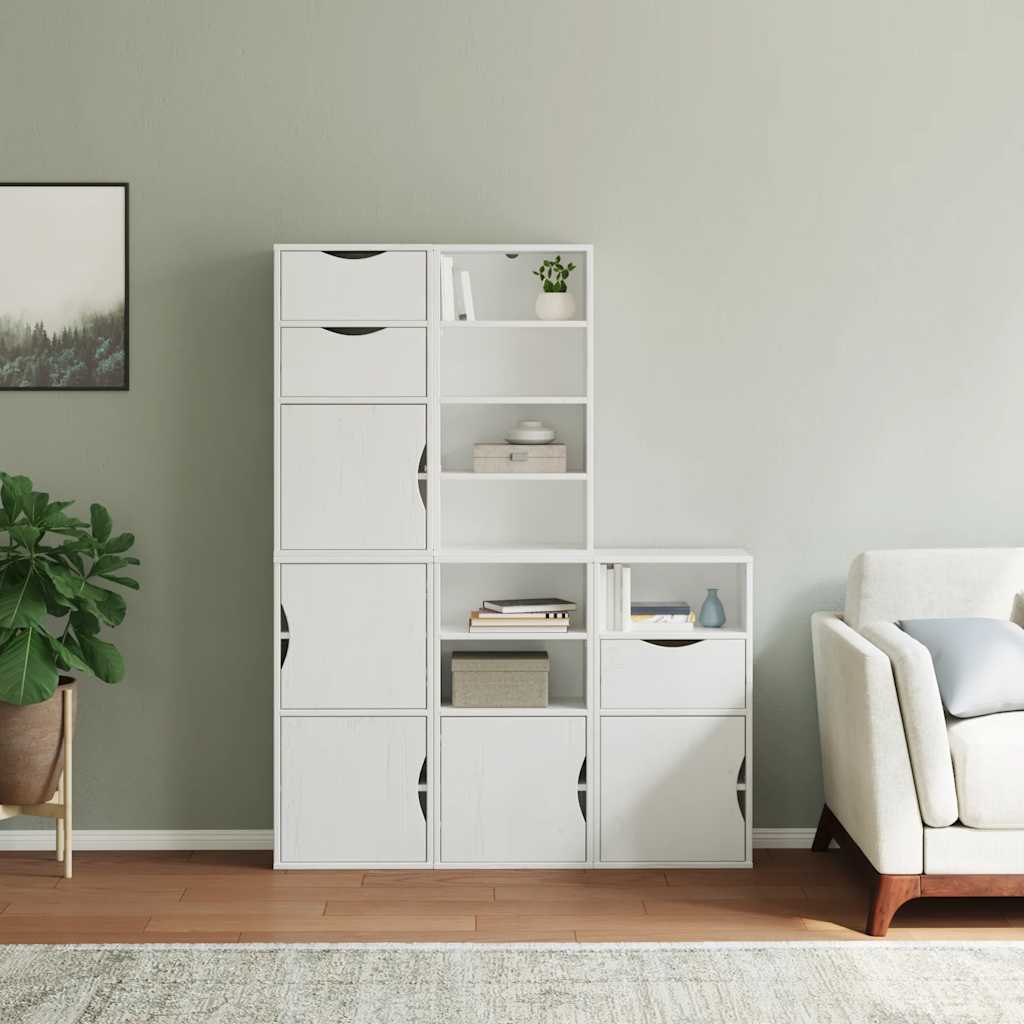 5 db fehér tömörfa fenyőfa oldalsó szekrény ODDA 40x24x79 cm