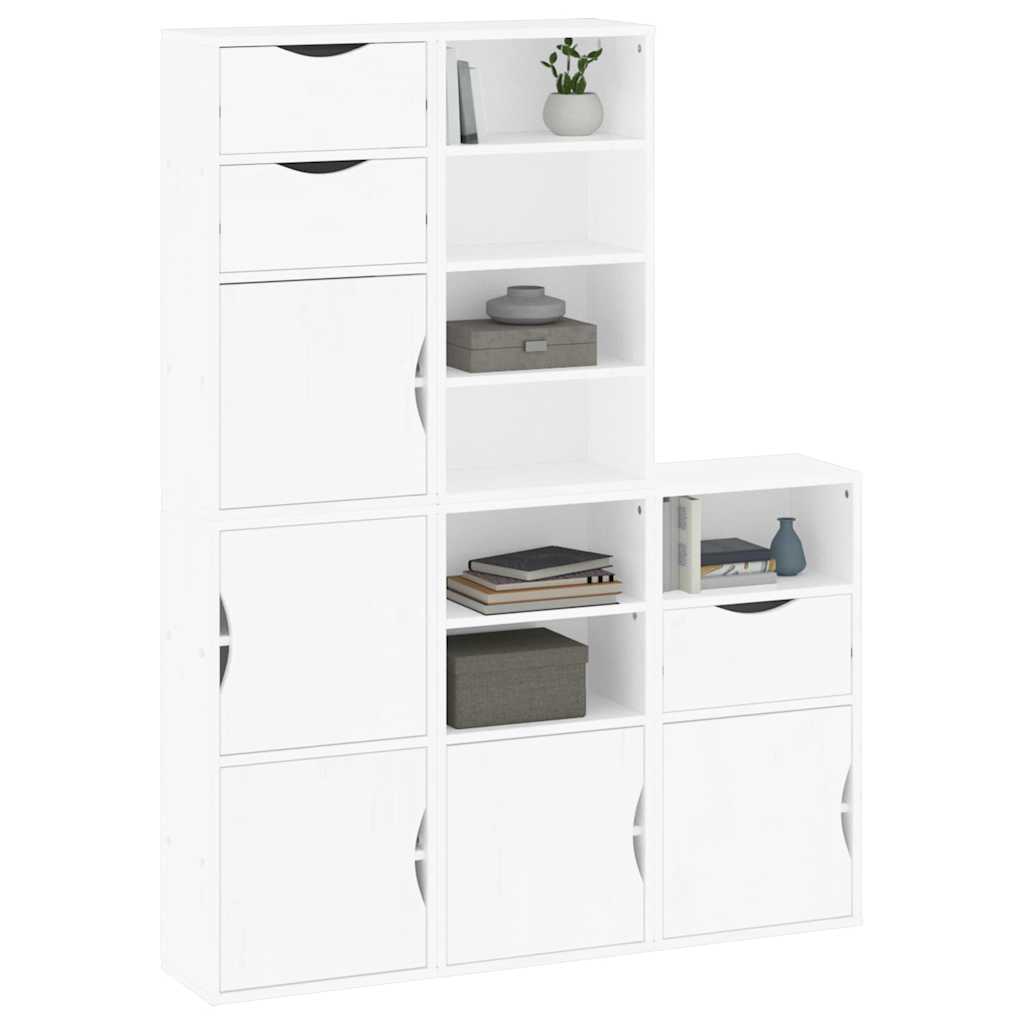 5 db fehér tömörfa fenyőfa oldalsó szekrény ODDA 40x24x79 cm